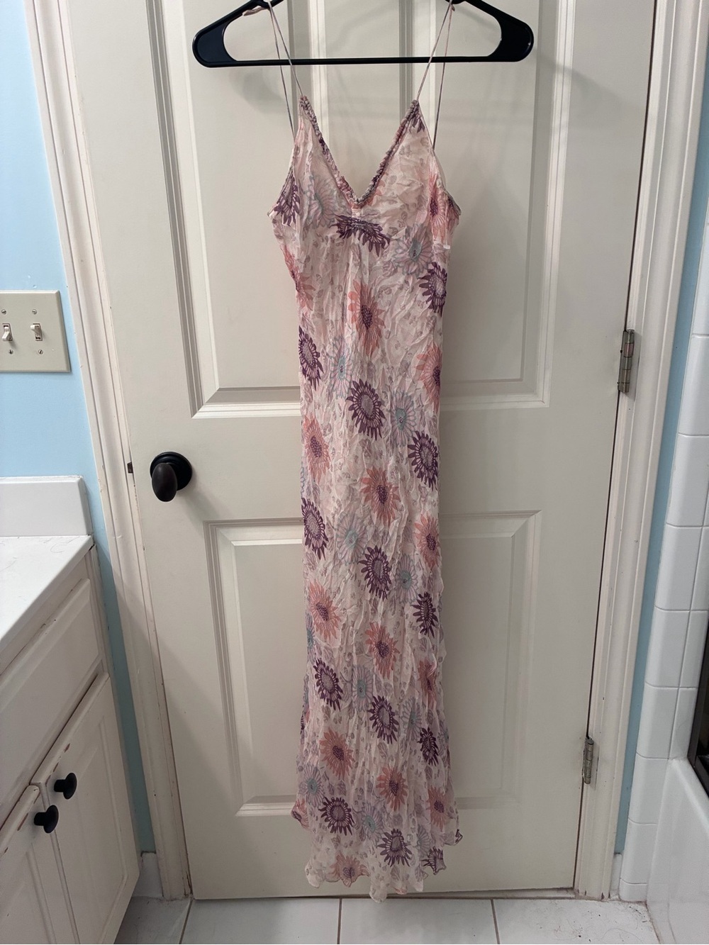 Purple Ash Vintage Floral Y2K-Era Silk Mesh Maxi Dress